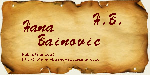 Hana Bainović vizit kartica